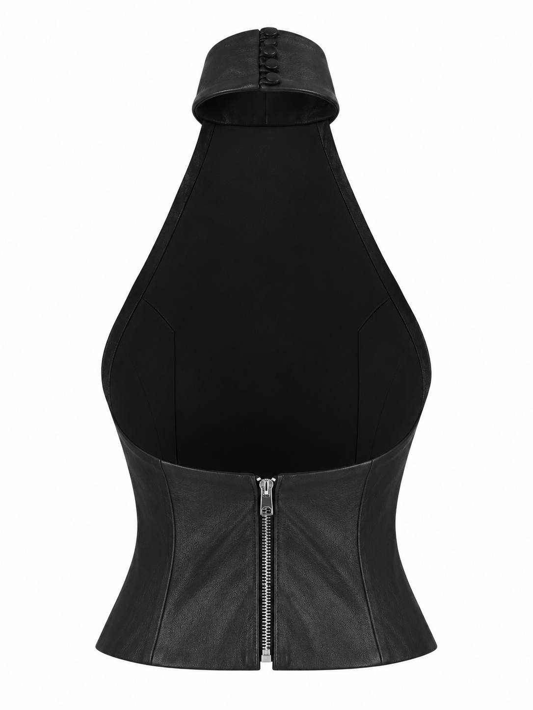TOP DIN PIELE NEAGRĂ CU HALTER