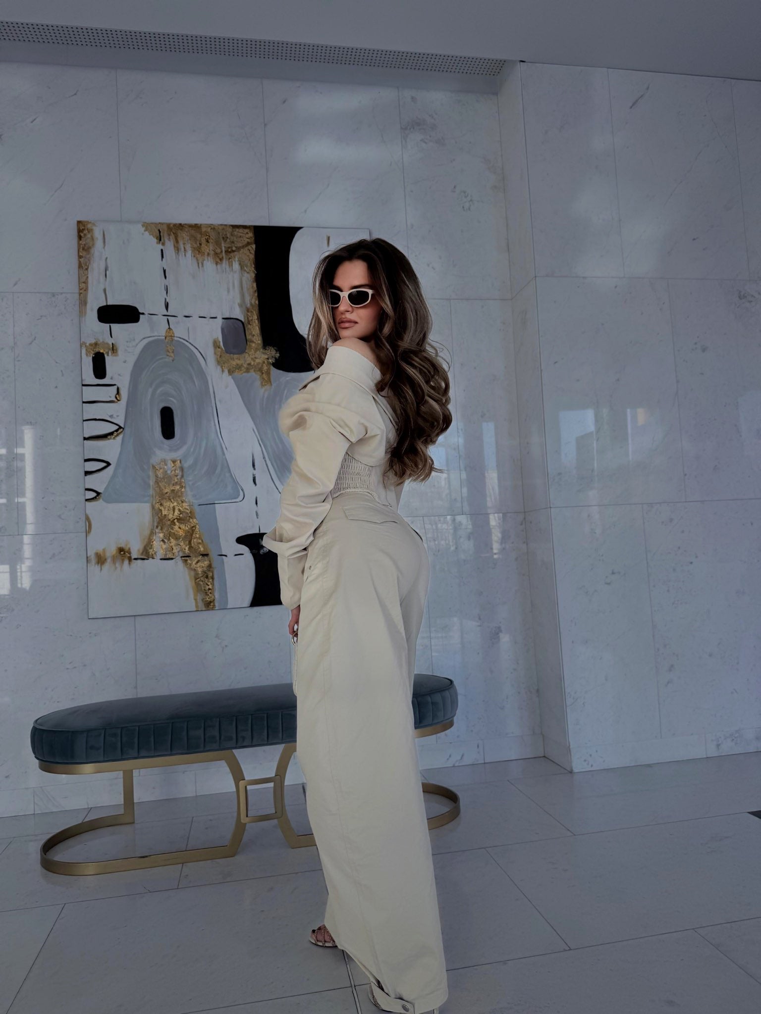 IVORY STRUCTURED PANTS Secondary image