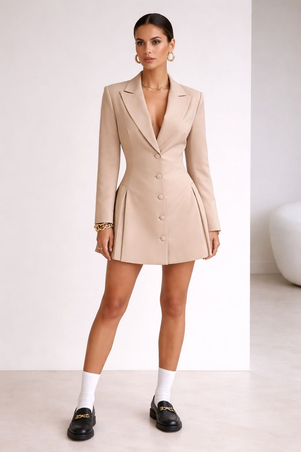 BLAZER DRESS AMARA CAMEL Imagine secundară a produsului