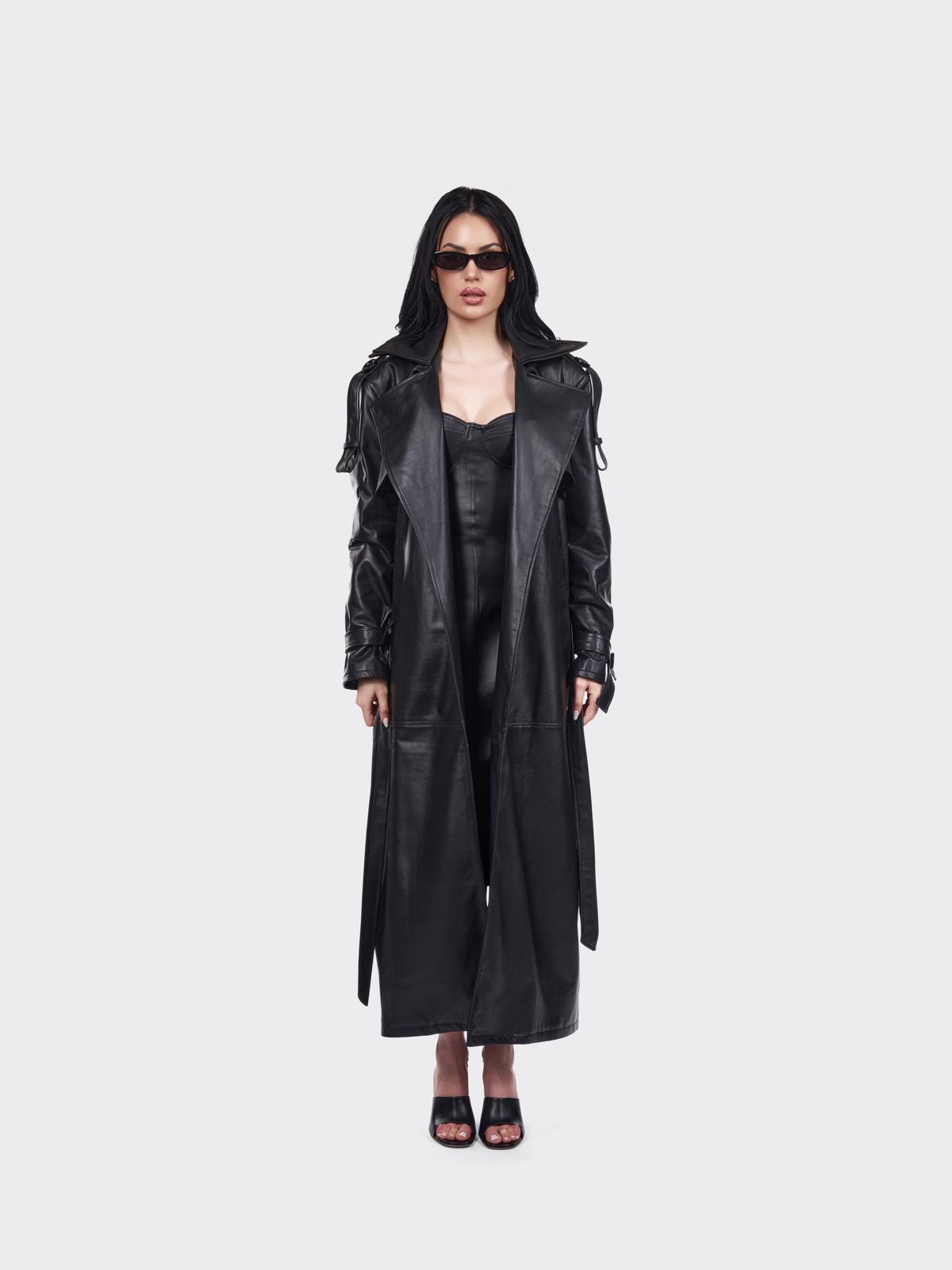 THE MAXI LEATHER TRENCH Imagine principală a produsului