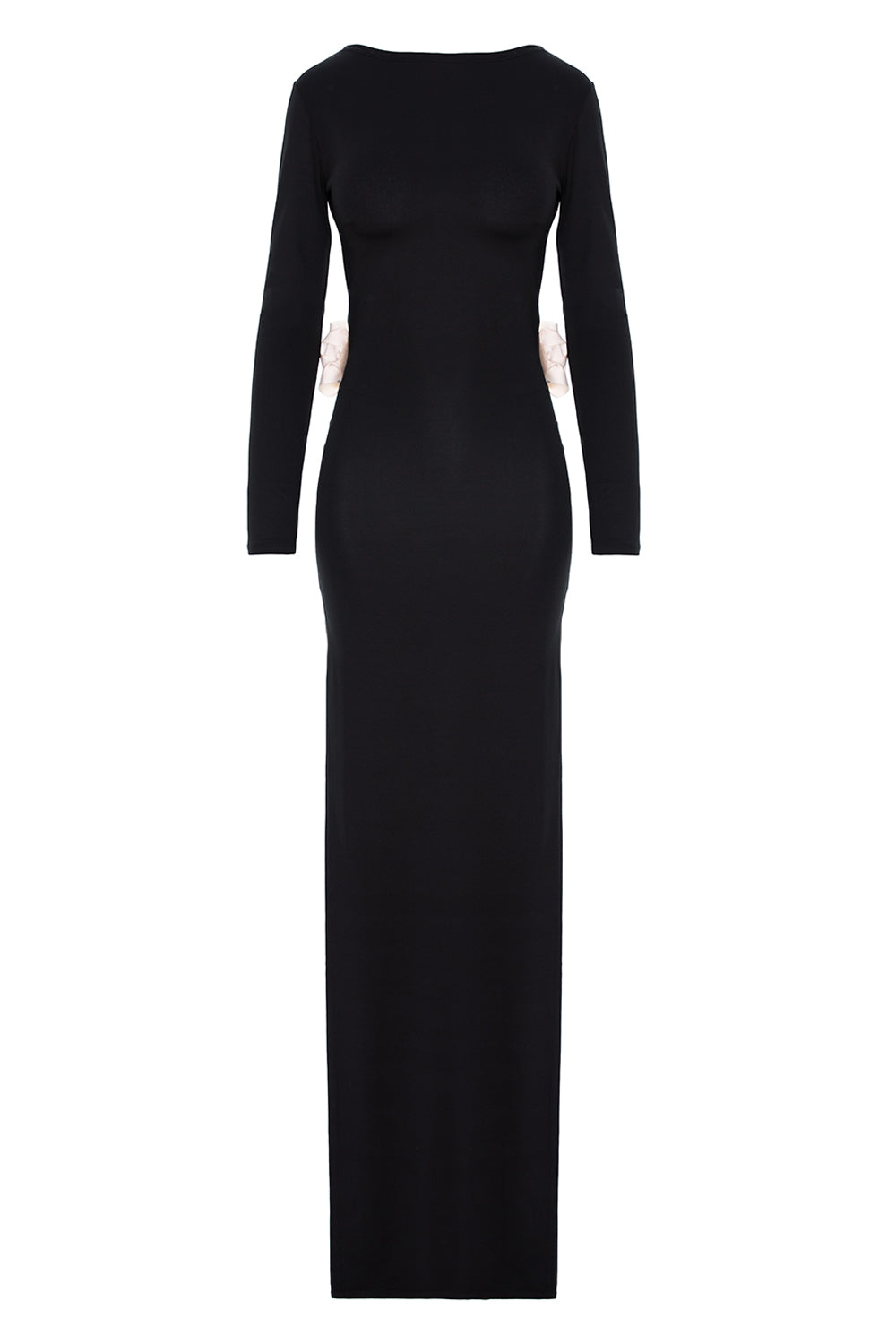 Rochie neagră cu trandafiri bej