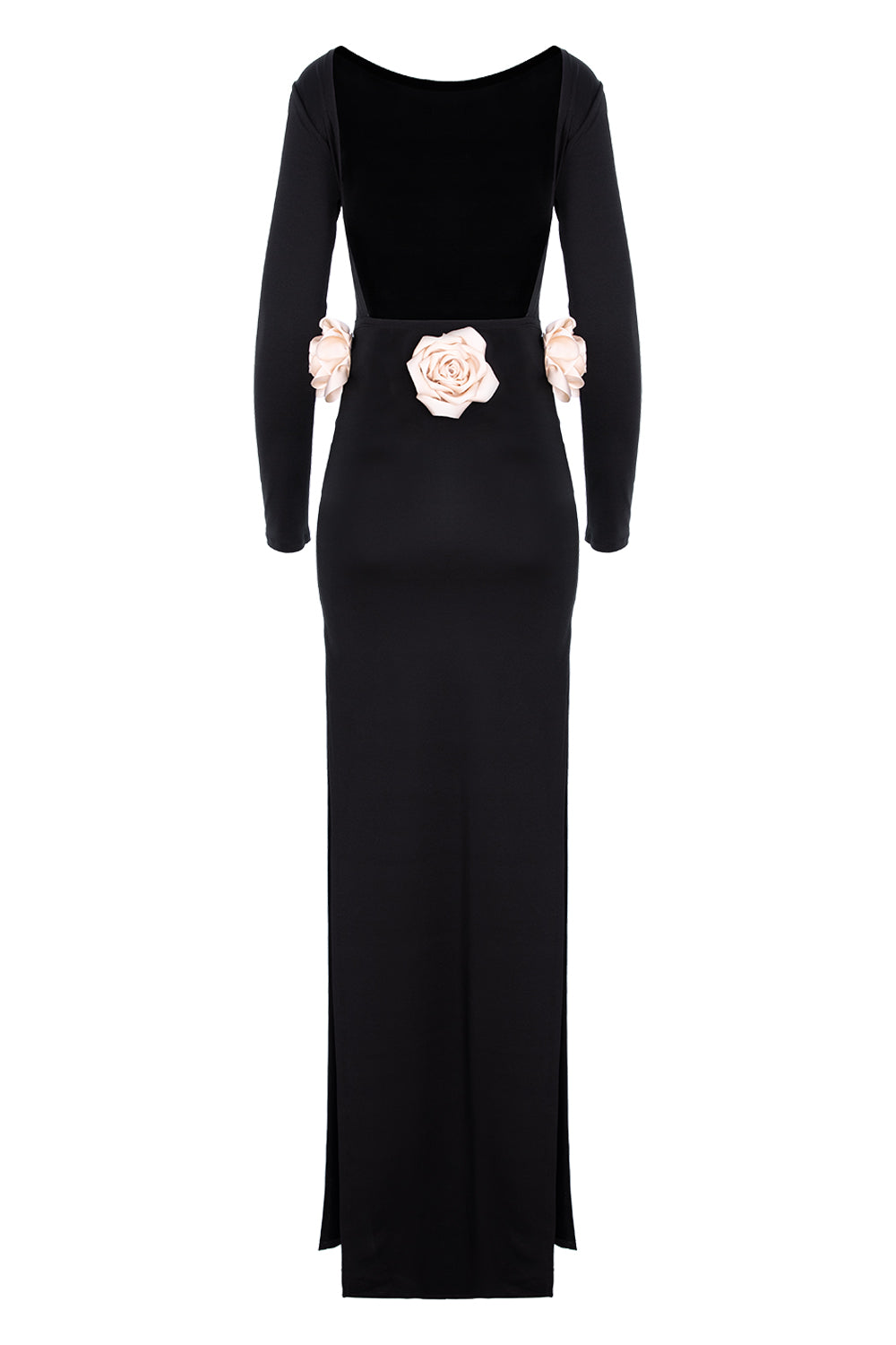 Rochie neagră cu trandafiri bej