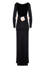 Rochie neagră cu trandafiri bej - imagine 6